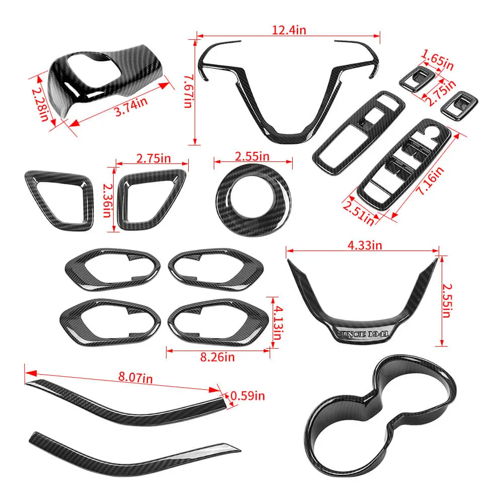 For 2014-2018 Jeep Cherokee 17 x Inner Center Console & Door Trim Kit - Image 16