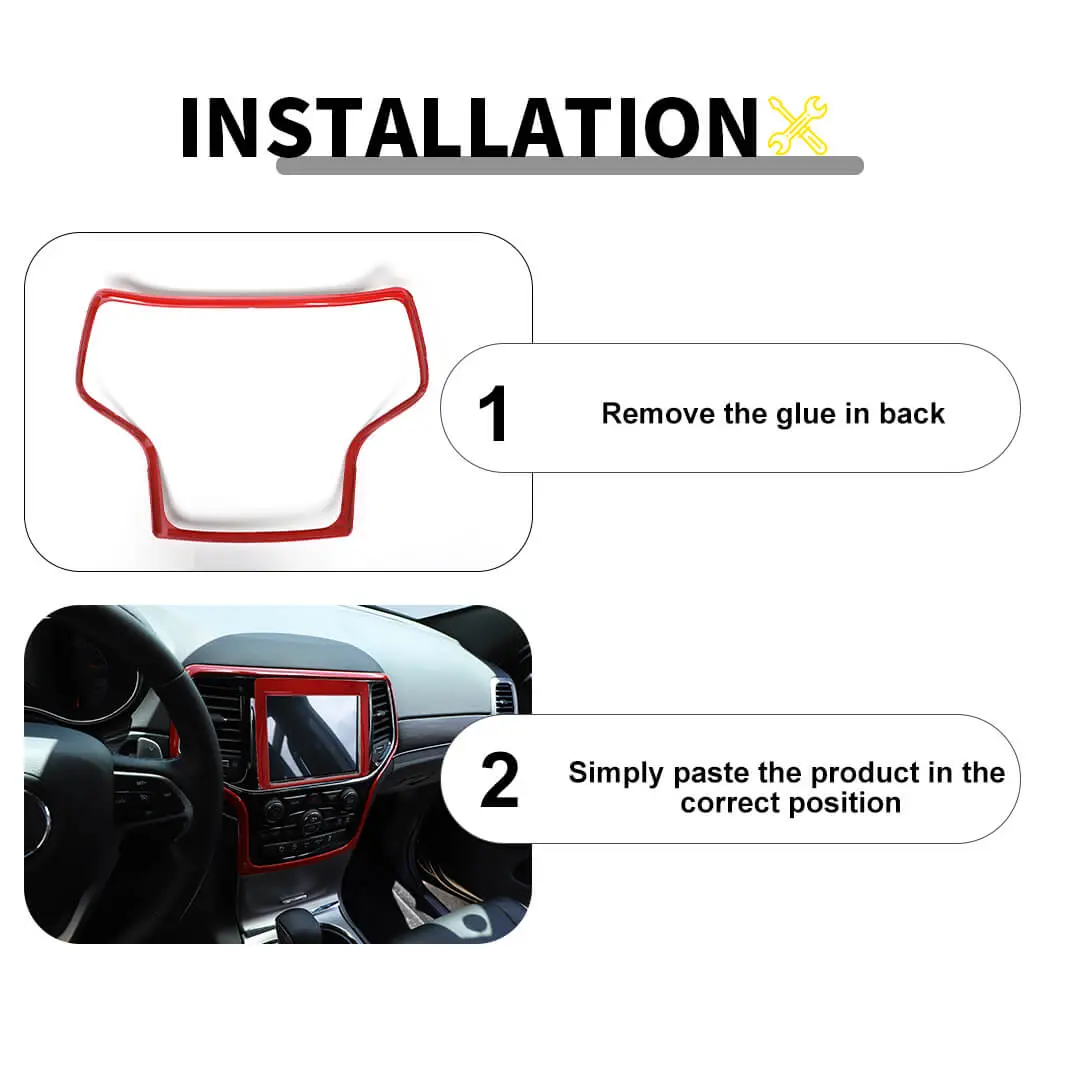 For 2014-2018 Jeep Grand Cherokee WK2 Center Console Central Control Navigation Trim Frame Cover KIt (2 pcs) - Image 5