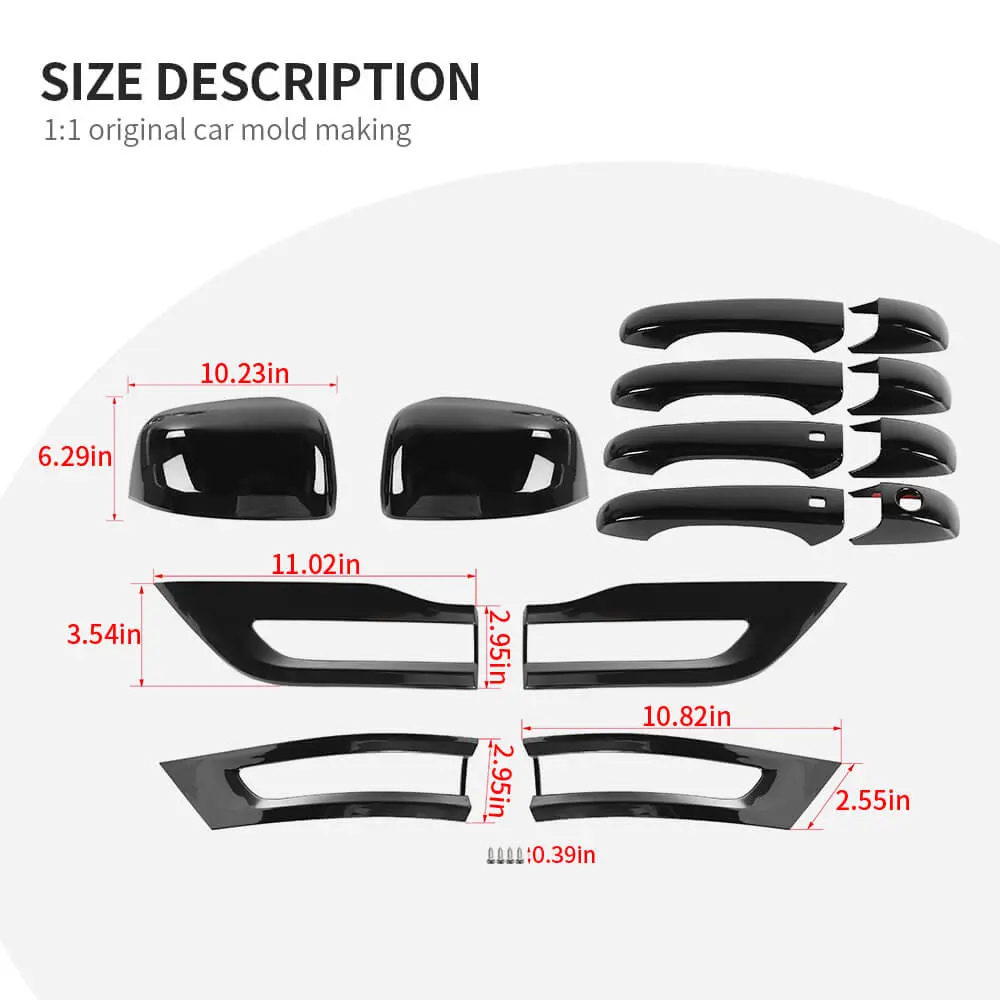For 2014-2021 Jeep Grand Cherokee WK2 Door Handle Rearview Mirror Tail Light Trim Cover Set Kit - Image 13
