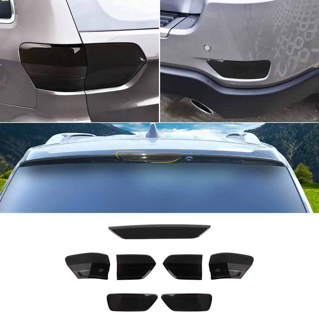 For 2014-2020 Jeep Grand Cherokee WK2 Rear Taillight High Brake Light Fog Light Cover Trim Kit (7 pcs)