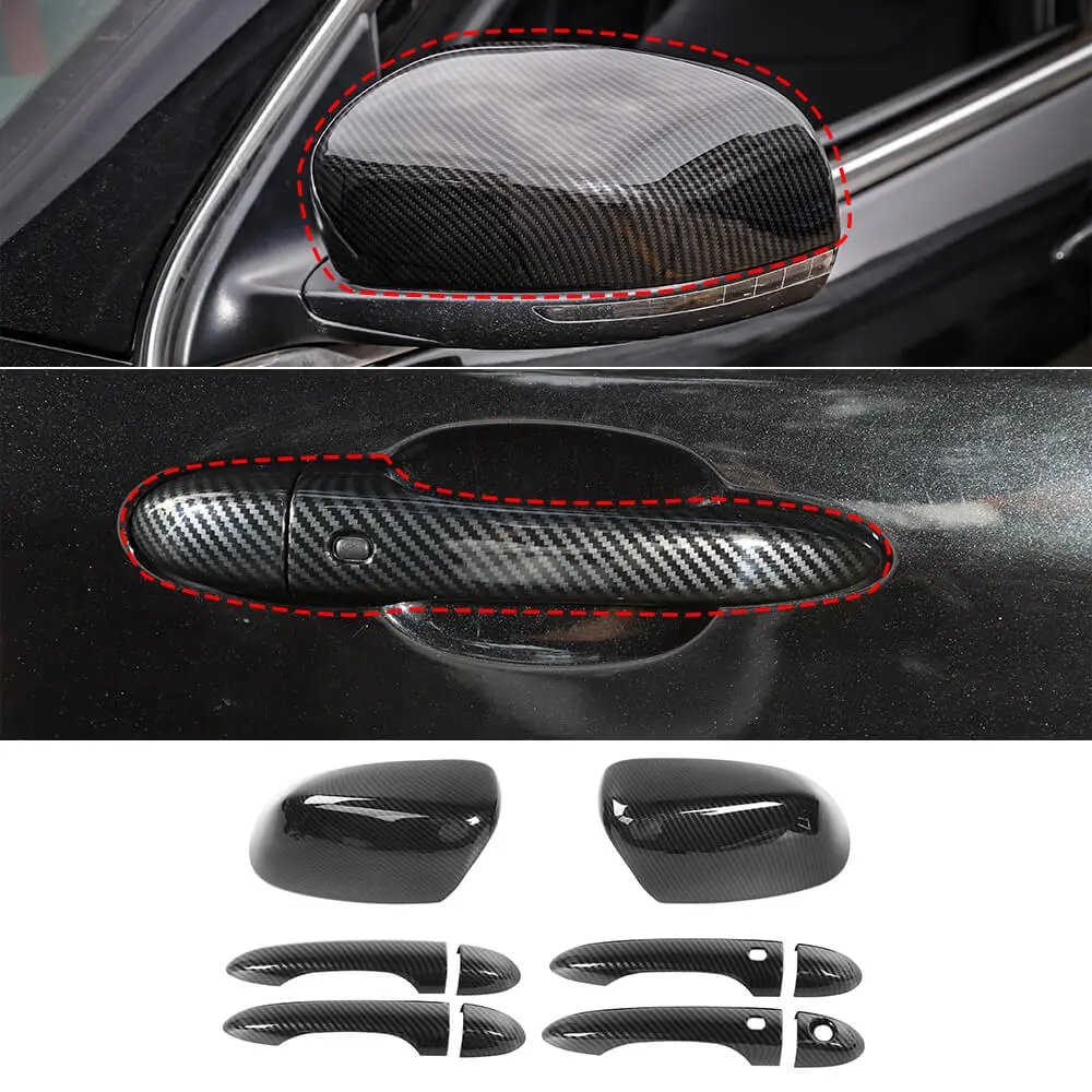 For 2014+ Jeep Cherokee /2017-2025 Compass Rearview Mirror & Door Handle Cover Trim Kit