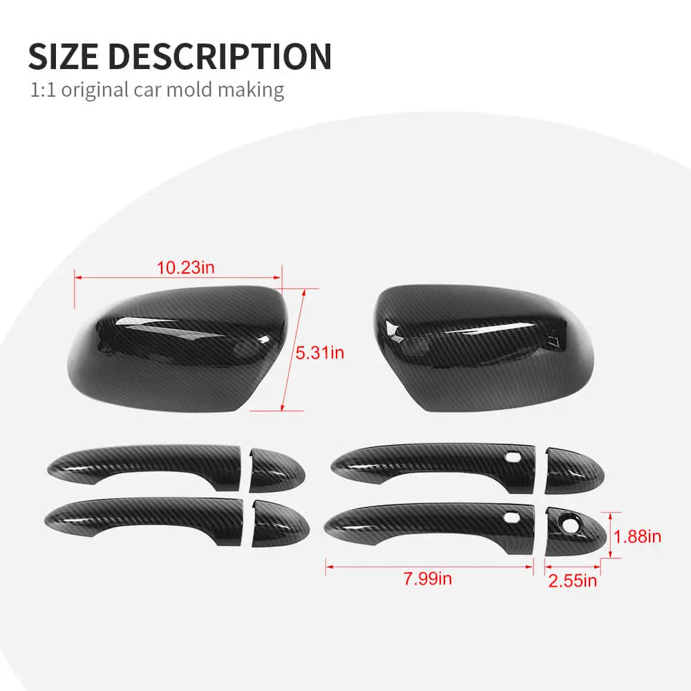 For 2014+ Jeep Cherokee /2017-2025 Compass Rearview Mirror & Door Handle Cover Trim Kit - Image 11