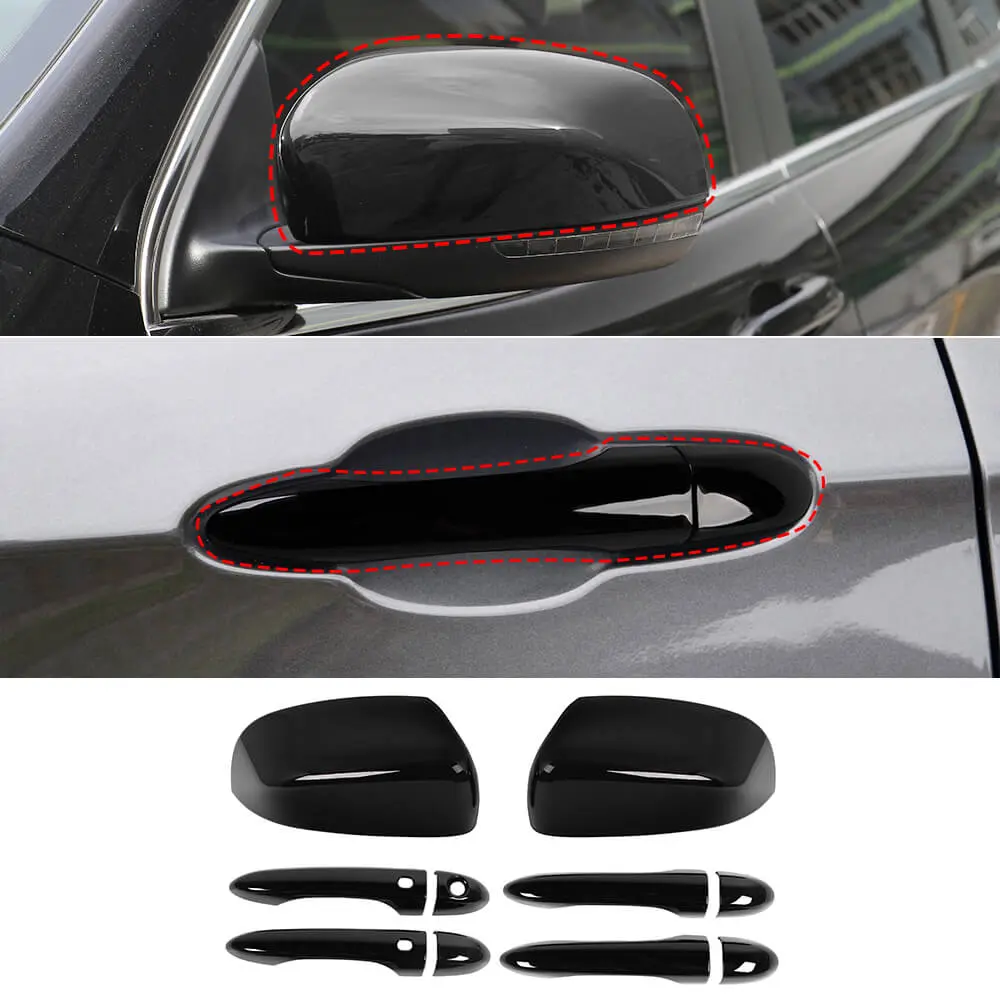 For 2014+ Jeep Cherokee /2017-2025 Compass Rearview Mirror & Door Handle Cover Trim Kit - Image 13