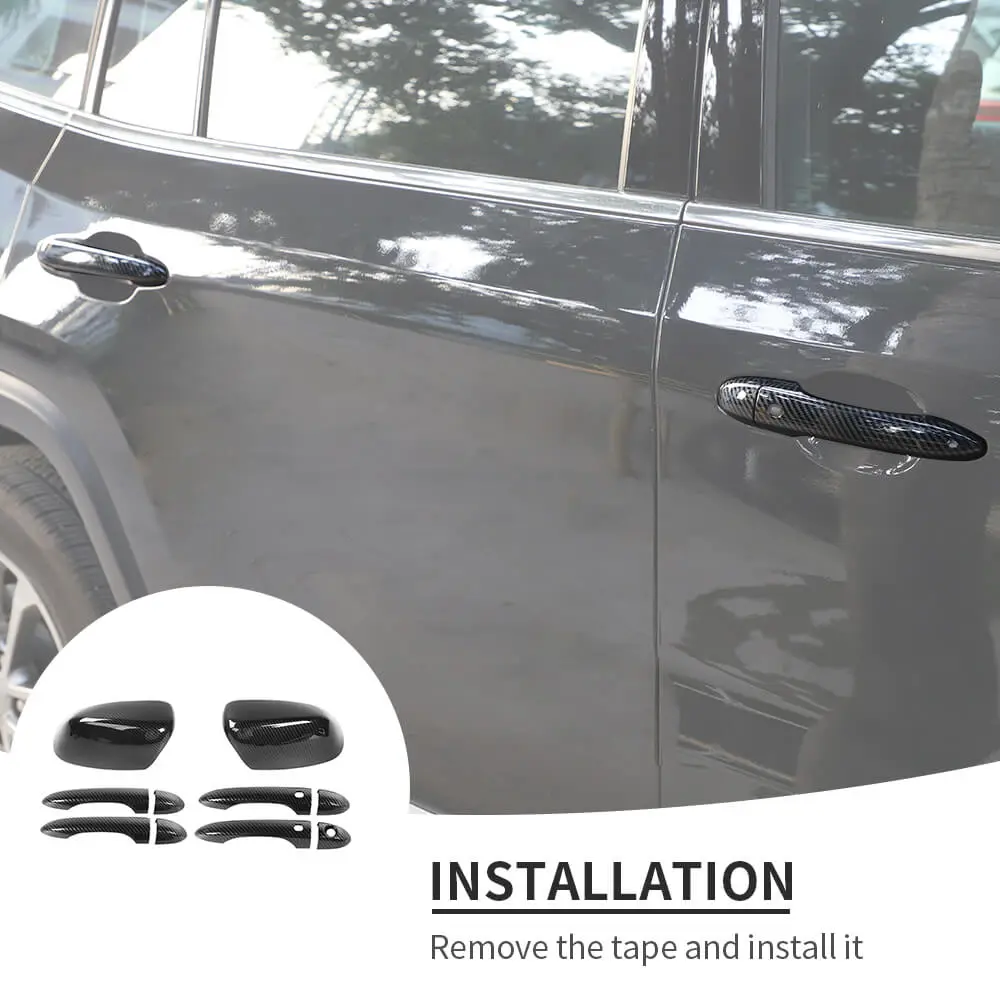For 2014+ Jeep Cherokee /2017-2025 Compass Rearview Mirror & Door Handle Cover Trim Kit - Image 7