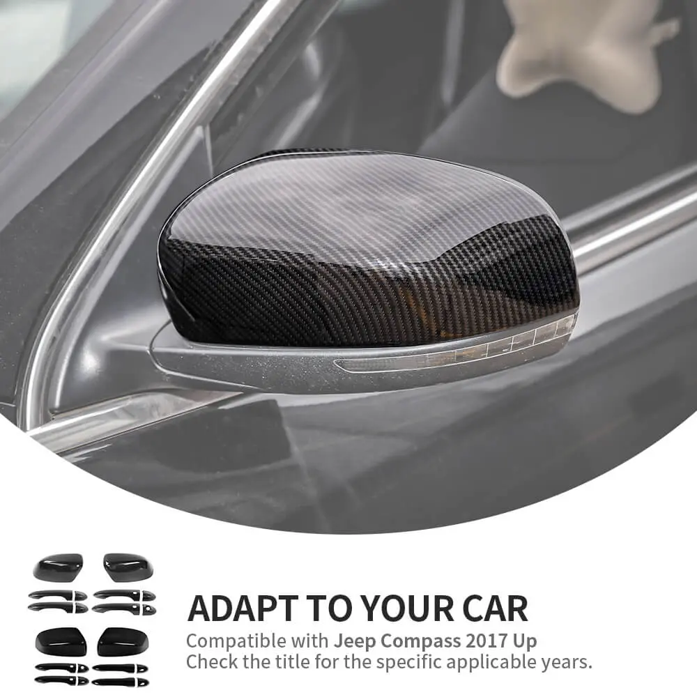For 2014+ Jeep Cherokee /2017-2025 Compass Rearview Mirror & Door Handle Cover Trim Kit - Image 8