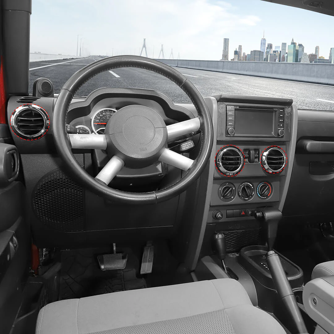 For 2015-2018 Jeep Wrangler JK A-pillar Horn Air Conditioning Vent Trim Ring Kit (6 pcs) - Image 3