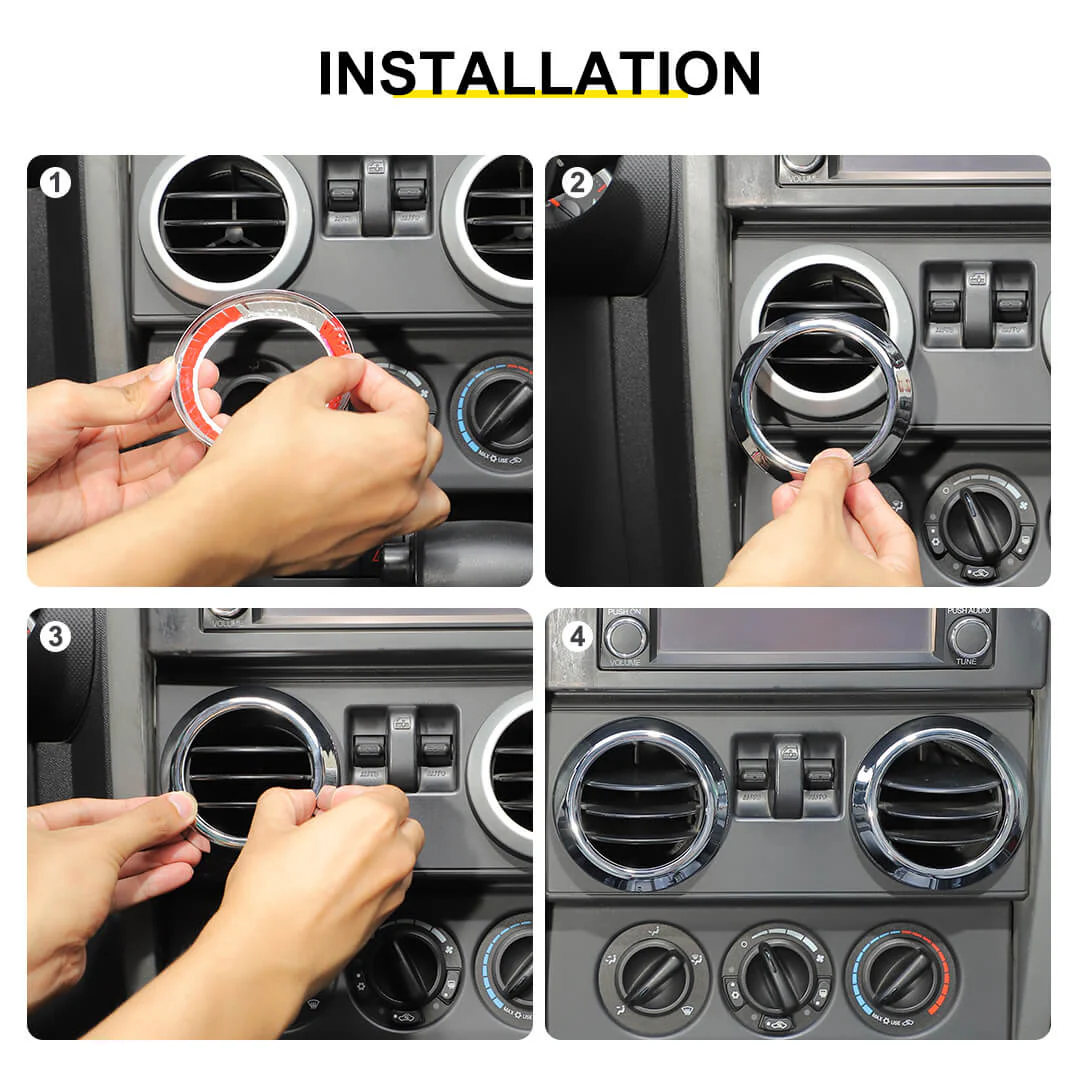 For 2015-2018 Jeep Wrangler JK A-pillar Horn Air Conditioning Vent Trim Ring Kit (6 pcs) - Image 8