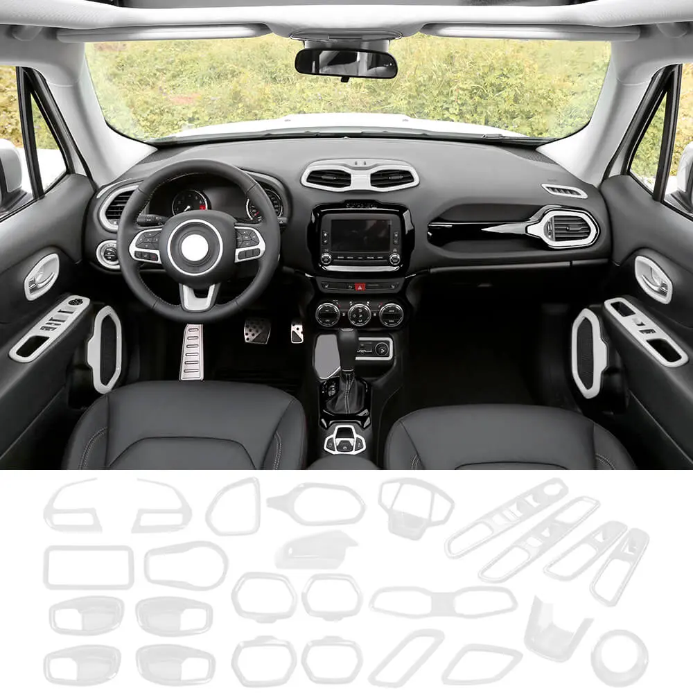 For 2015+ Jeep Renegade 29 x Inner Center Console Door Decor Cover Trim Kit - Image 18