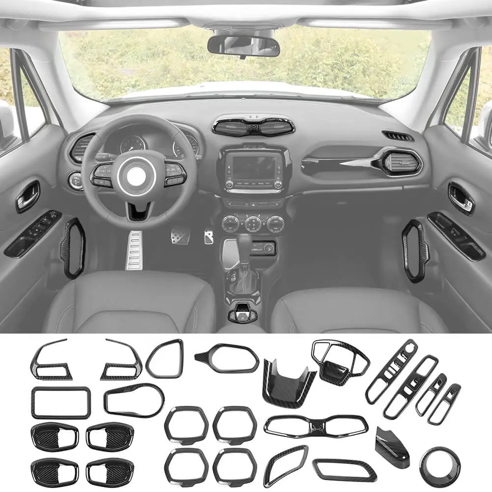 For 2015+ Jeep Renegade 29 x Inner Center Console Door Decor Cover Trim Kit - Image 19