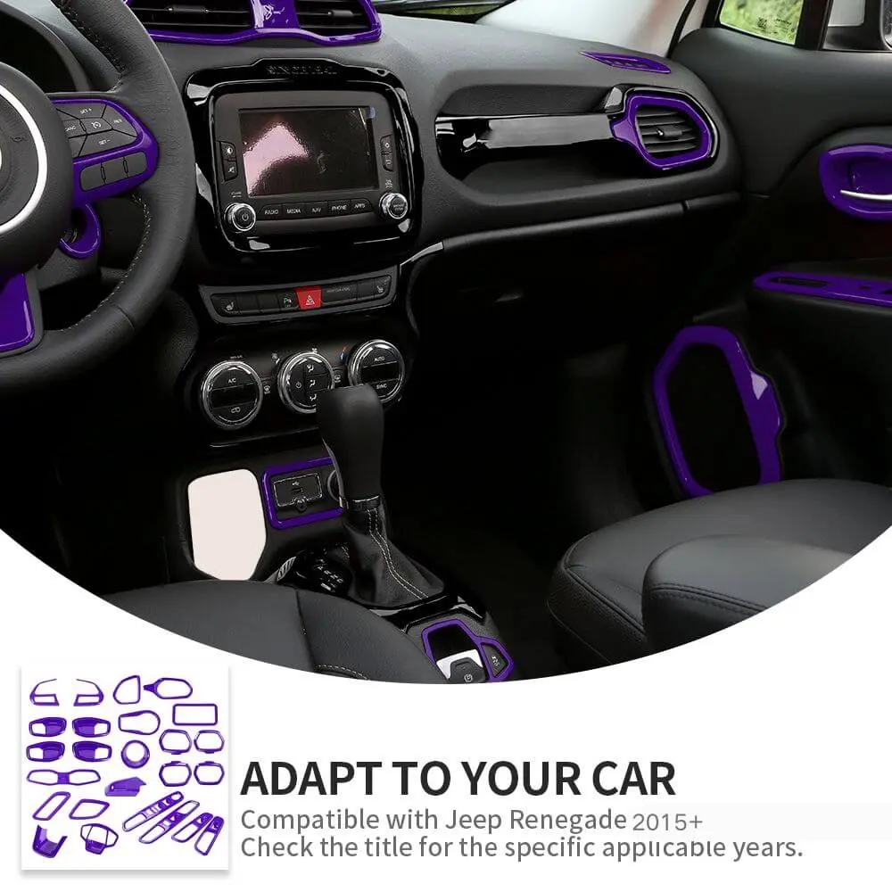 For 2015+ Jeep Renegade 29 x Inner Center Console Door Decor Cover Trim Kit - Image 8