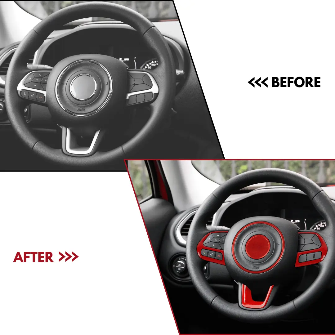 For 2015+ Jeep Renegade 5x Steering Wheel Frame Trim Decor Cover - Image 2