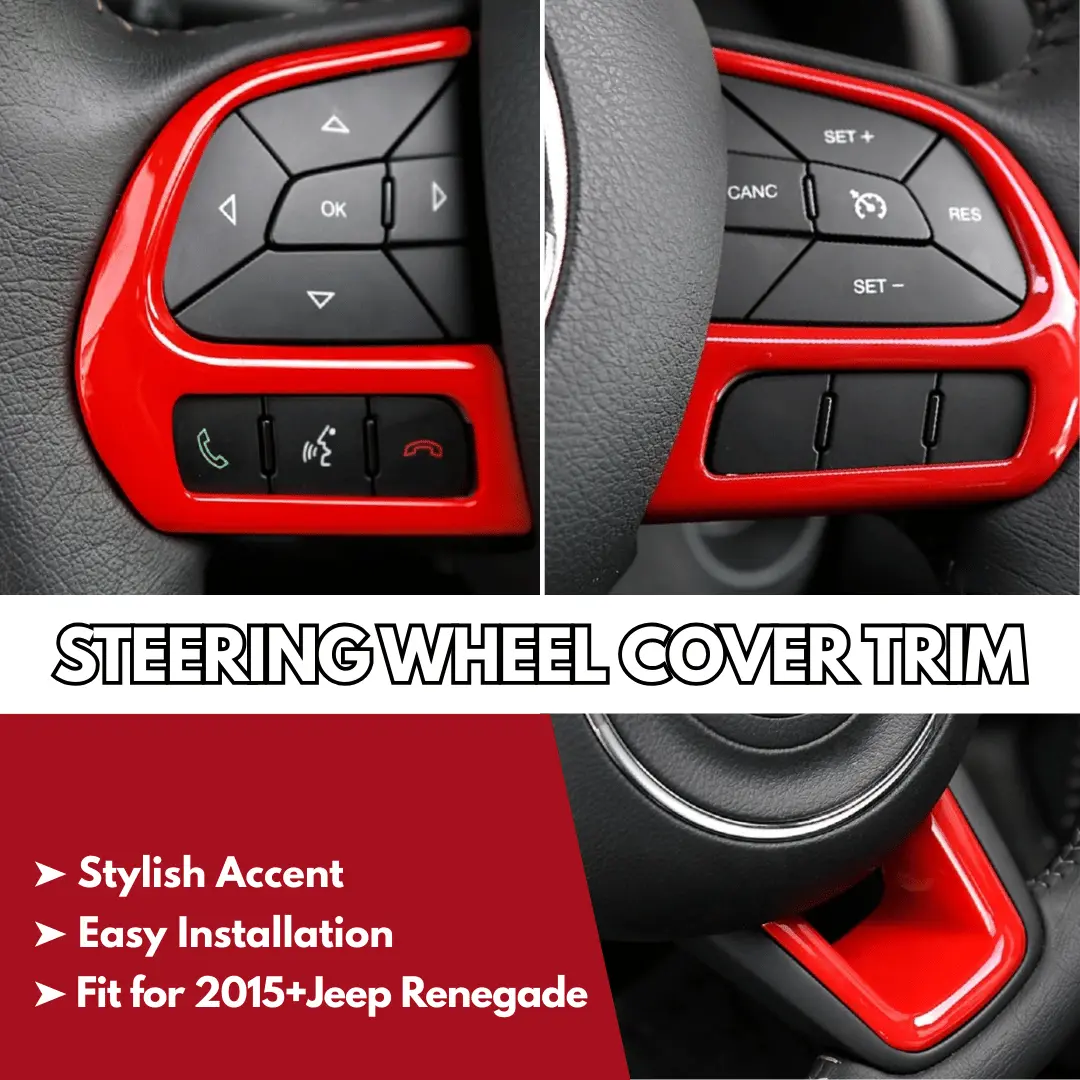 For 2015+ Jeep Renegade 5x Steering Wheel Frame Trim Decor Cover - Image 3