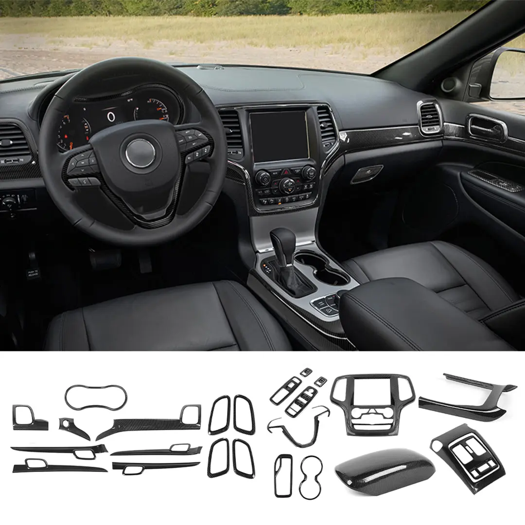 For 2016-2018 Jeep Grand Cherokee WK2 Interior Center Console Full Trim Cover Kit (24 pcs)