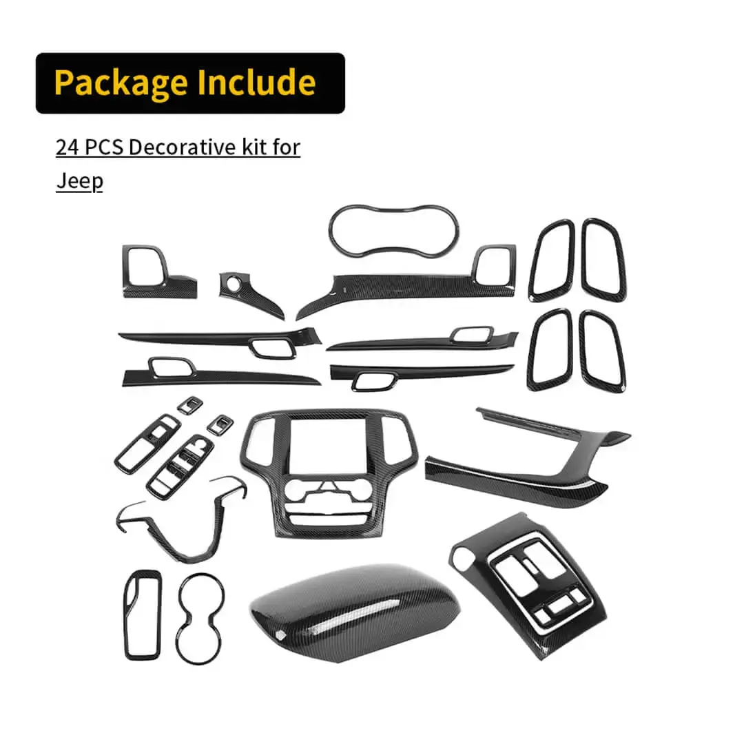 For 2016-2018 Jeep Grand Cherokee WK2 Interior Center Console Full Trim Cover Kit (24 pcs) - Image 15