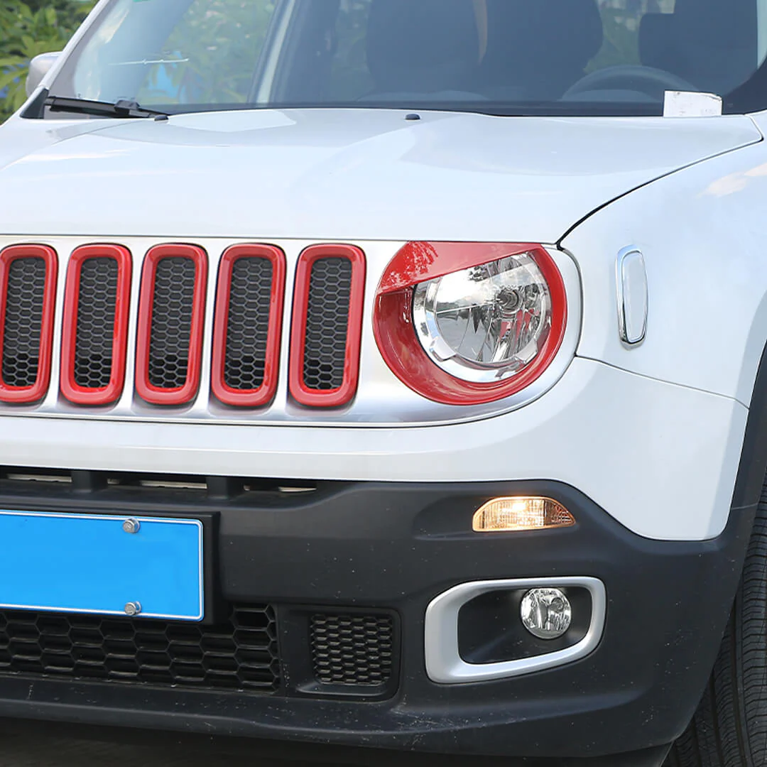 For 2016-2018 Jeep Renegade Exterior Front Grille Inserts & Headlight Cover Trim (9 pcs) - Image 3
