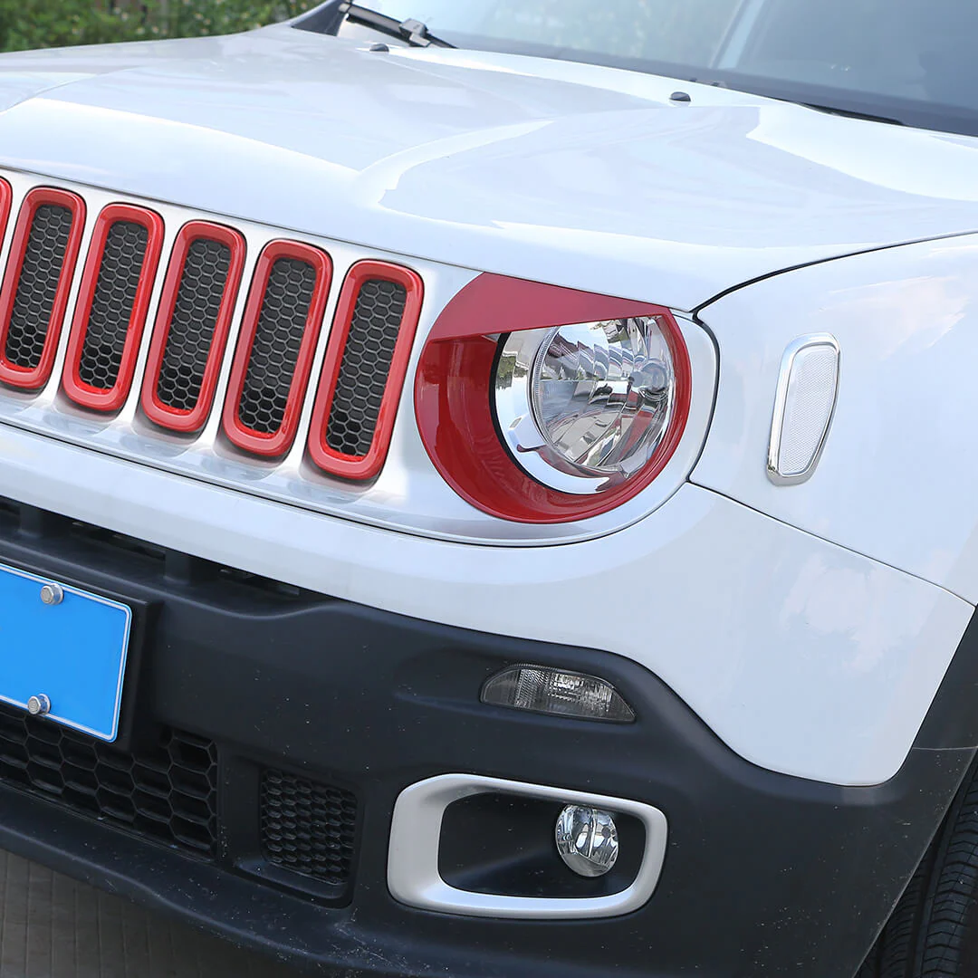 For 2016-2018 Jeep Renegade Exterior Front Grille Inserts & Headlight Cover Trim (9 pcs) - Image 5