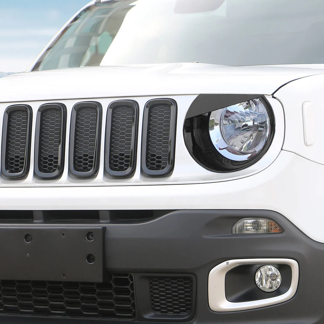 For 2016-2018 Jeep Renegade Exterior Front Headlight & Grille Insert & Rear Tail Light Cover Trim Kit (13 pcs) - Image 3