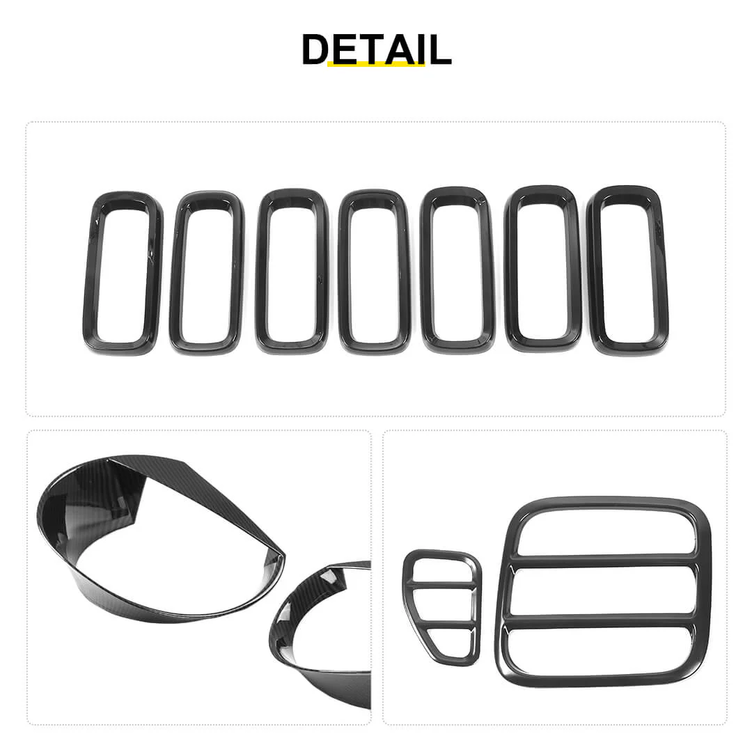 For 2016-2018 Jeep Renegade Exterior Front Headlight & Grille Insert & Rear Tail Light Cover Trim Kit (13 pcs) - Image 6