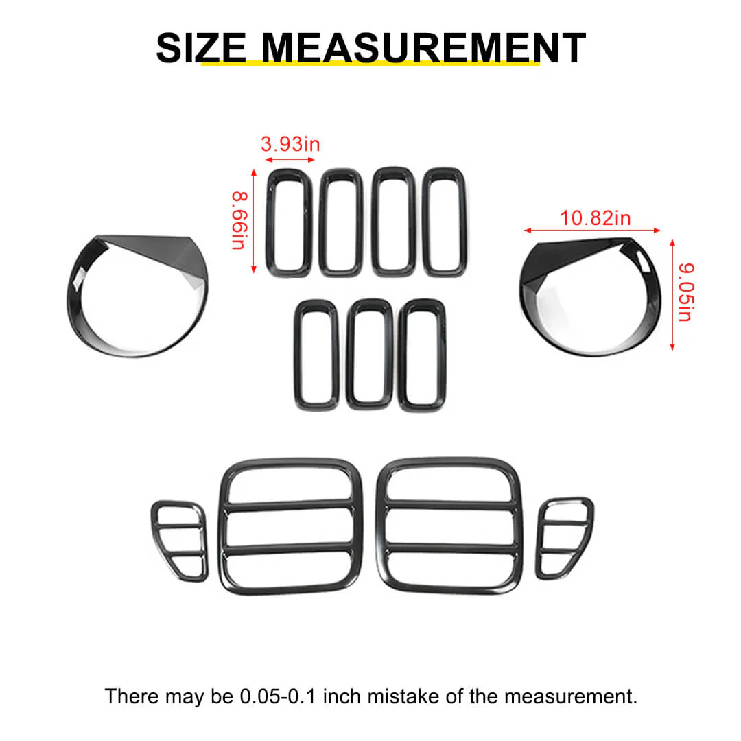 For 2016-2018 Jeep Renegade Exterior Front Headlight & Grille Insert & Rear Tail Light Cover Trim Kit (13 pcs) - Image 8