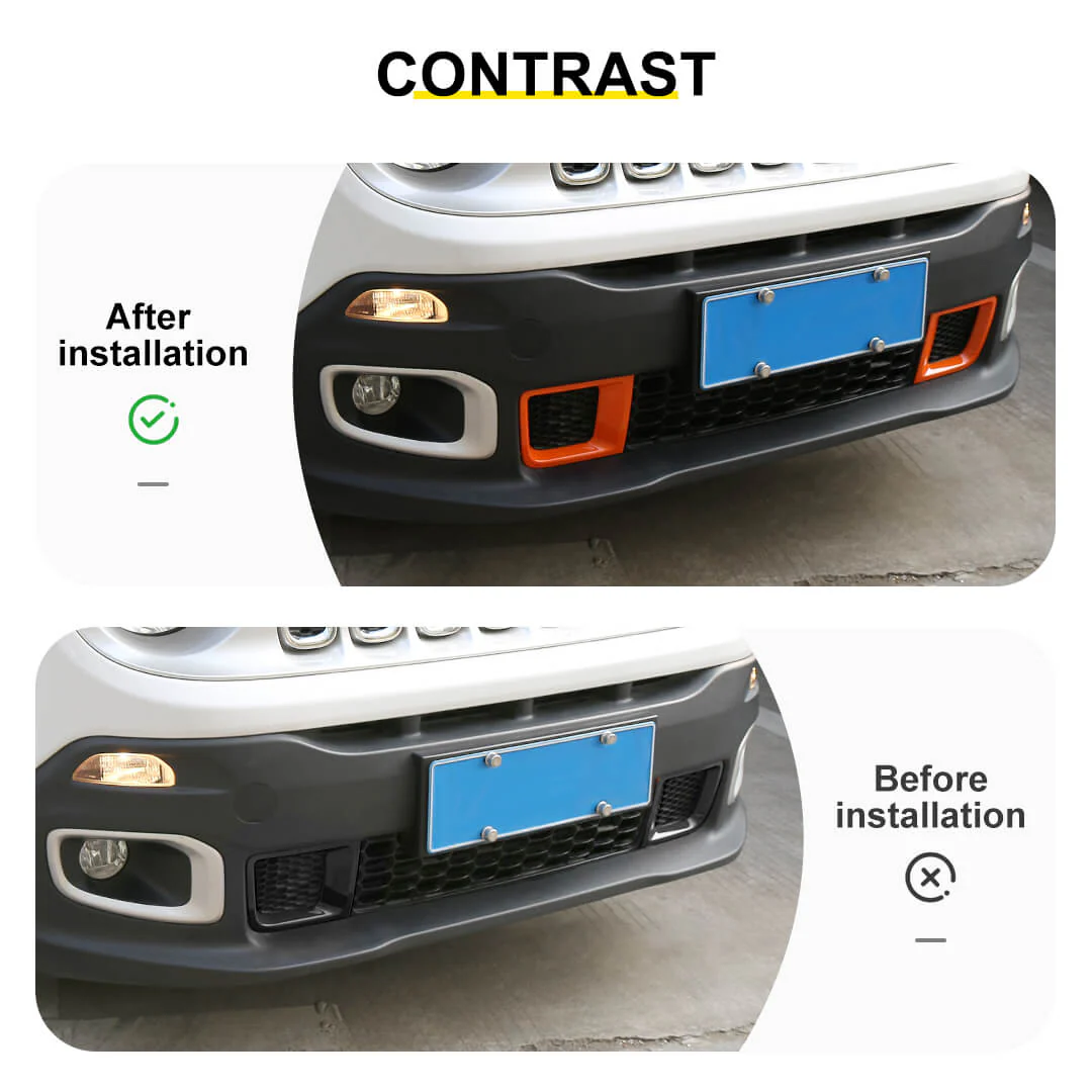 For 2016-2018 Jeep Renegade Front Bumper Air Intake Vent Cover Trim (2 pcs) - Image 2