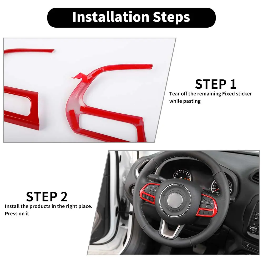 For Jeep 2015+ Renegade/ 2017-2020 Compass Steering Wheel Button Cover Trim Accessories - Image 6