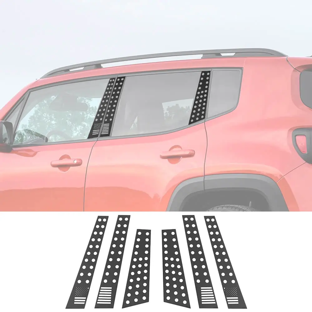 For 2015+ Jeep Renegade 6PCS Car Window B-Pillar Post Panel Trim Decor Cover