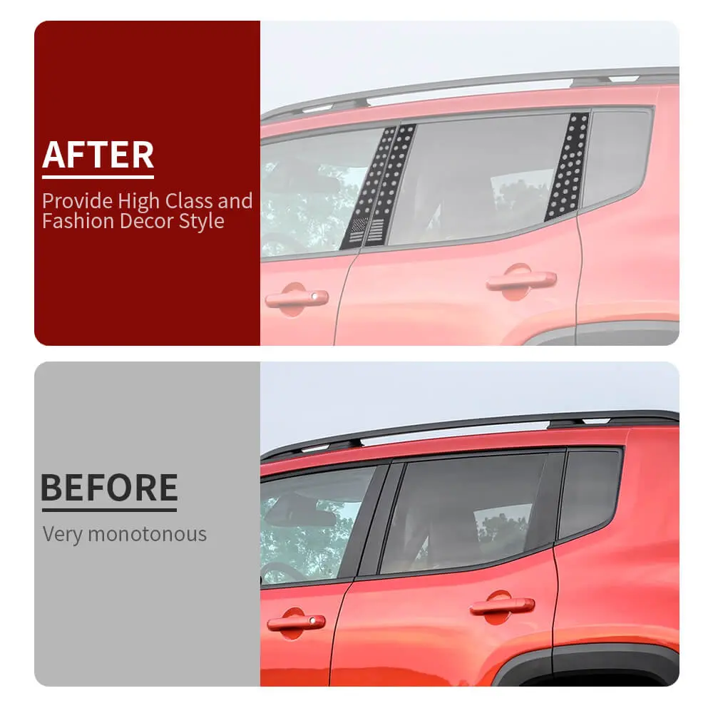 For 2015+ Jeep Renegade 6PCS Car Window B-Pillar Post Panel Trim Decor Cover - Image 2