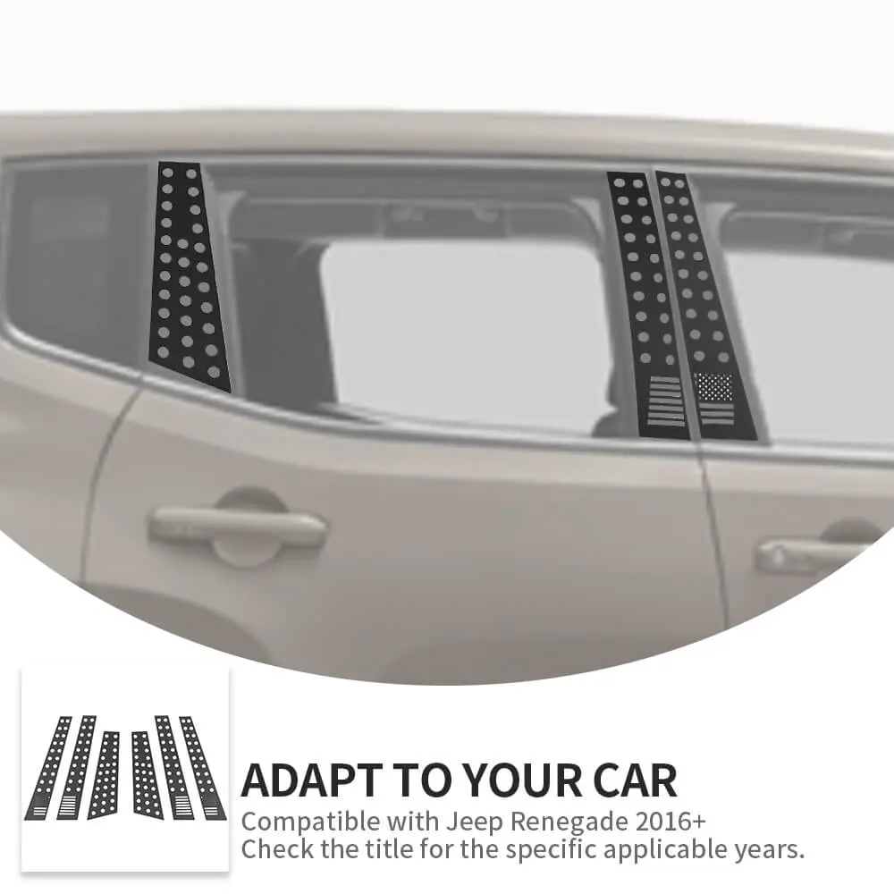For 2015+ Jeep Renegade 6PCS Car Window B-Pillar Post Panel Trim Decor Cover - Image 7
