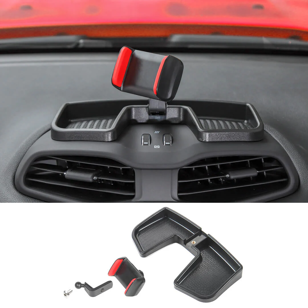 For 2016+ Jeep Renegade Center Console Multi-Mount Phone Bracket Holder Storage Tray Accessories