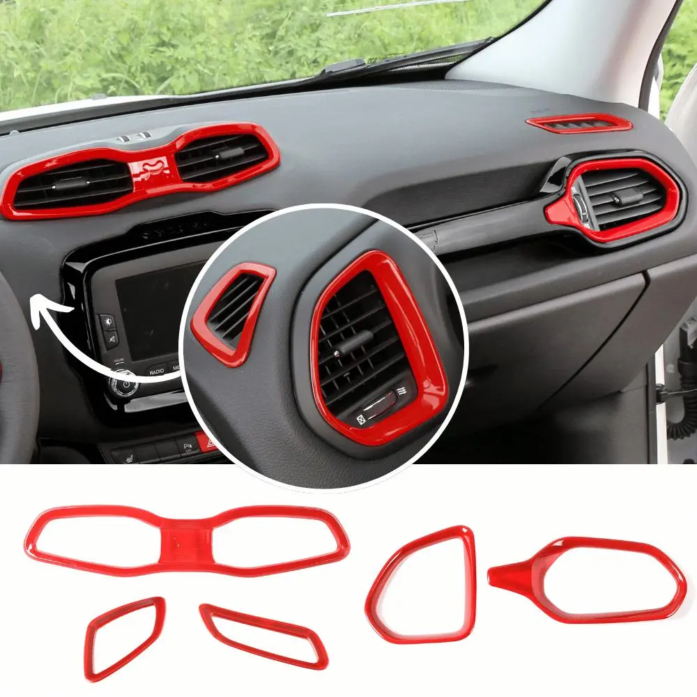 For 2015+ Jeep Renegade 5 PCS Dashboard Air Outlet Vent & Center Air Vent Outlet Cover Trim