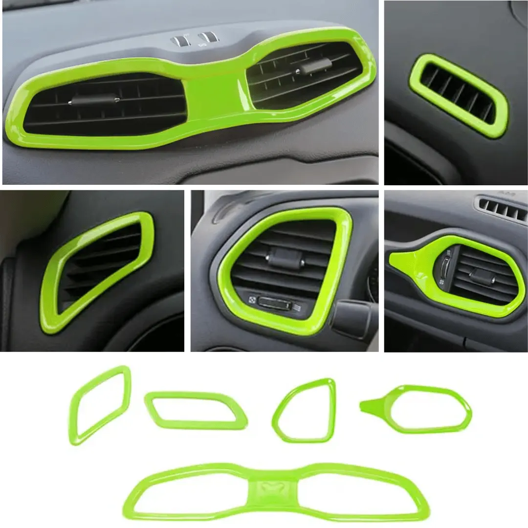 For 2015+ Jeep Renegade 5 PCS Dashboard Air Outlet Vent & Center Air Vent Outlet Cover Trim - Image 11