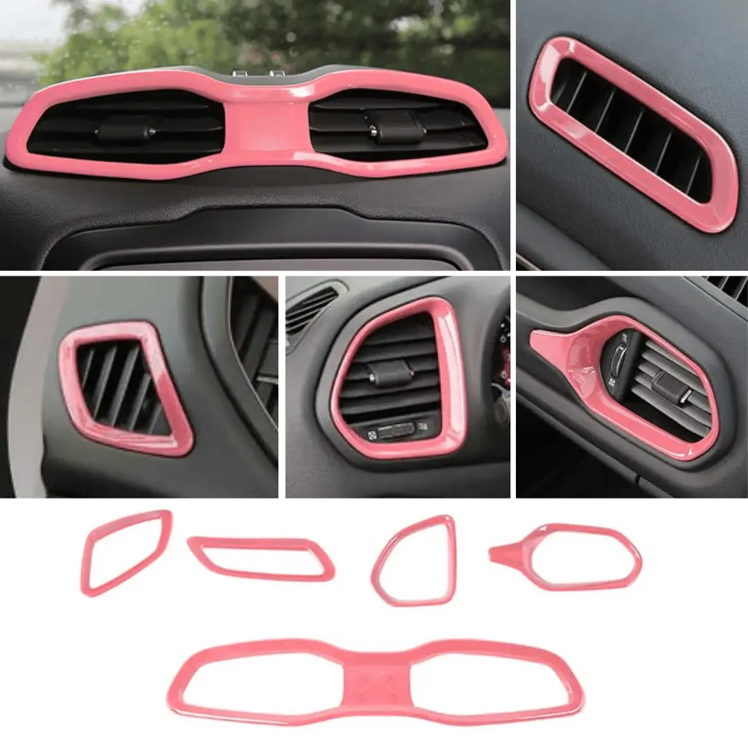 For 2015+ Jeep Renegade 5 PCS Dashboard Air Outlet Vent & Center Air Vent Outlet Cover Trim - Image 12