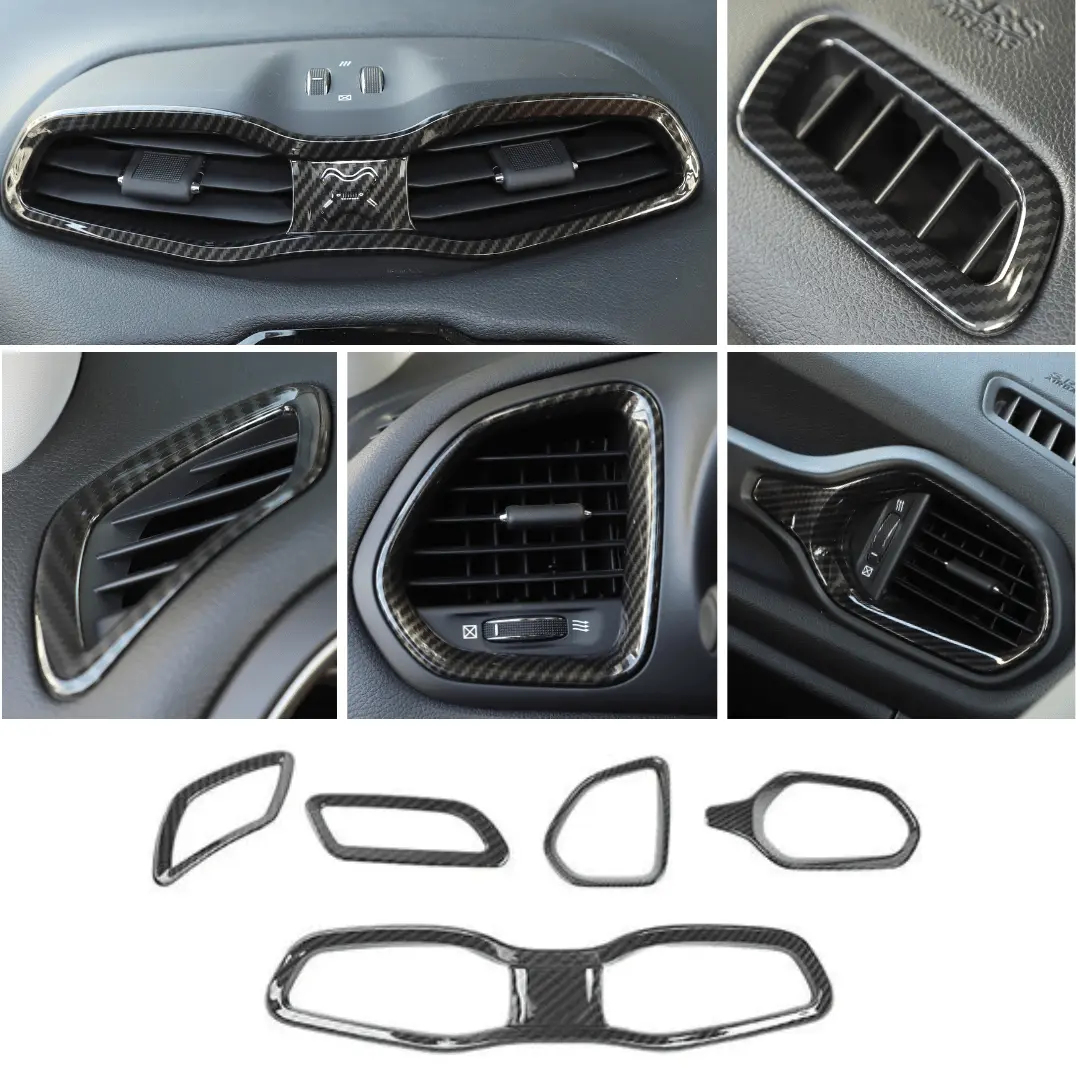 For 2015+ Jeep Renegade 5 PCS Dashboard Air Outlet Vent & Center Air Vent Outlet Cover Trim - Image 15