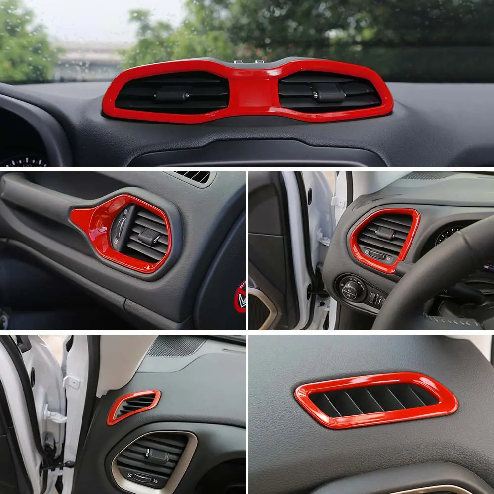For 2015+ Jeep Renegade 5 PCS Dashboard Air Outlet Vent & Center Air Vent Outlet Cover Trim - Image 3