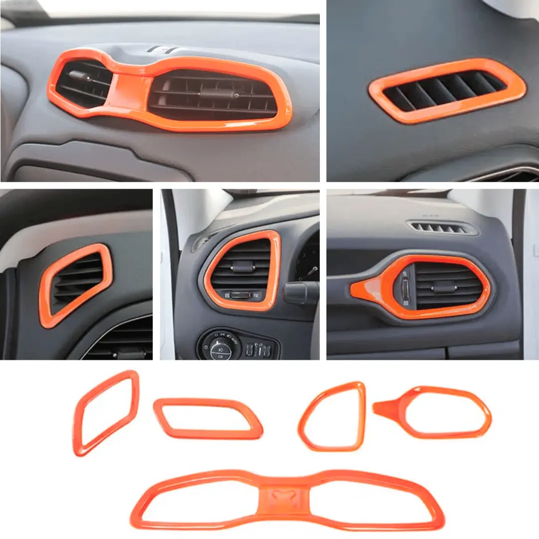 For 2015+ Jeep Renegade 5 PCS Dashboard Air Outlet Vent & Center Air Vent Outlet Cover Trim - Image 7