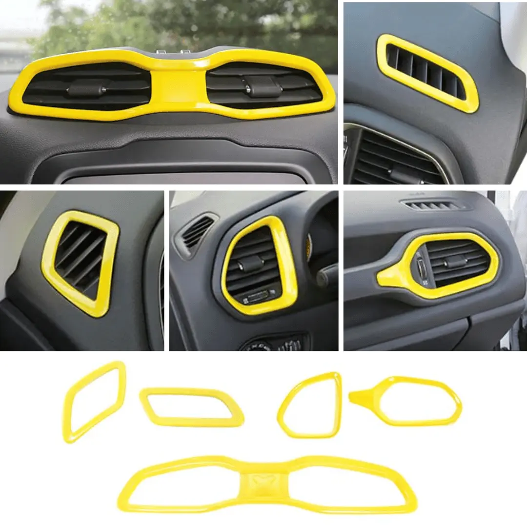 For 2015+ Jeep Renegade 5 PCS Dashboard Air Outlet Vent & Center Air Vent Outlet Cover Trim - Image 8