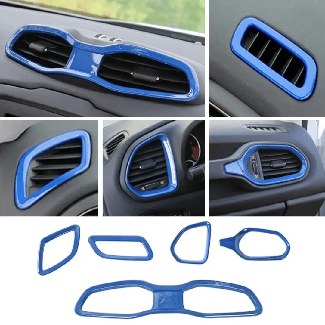For 2015+ Jeep Renegade 5 PCS Dashboard Air Outlet Vent & Center Air Vent Outlet Cover Trim - Image 9