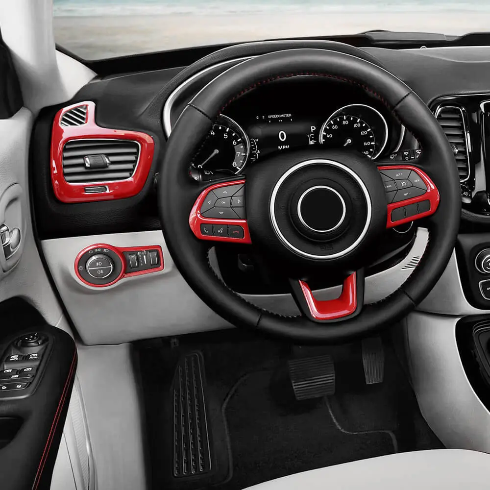 For 2017–2020 Jeep Compass 8 x Interior Dashboard & Center Console Accent Trim Kit – Full Dash Cover Set - Image 4