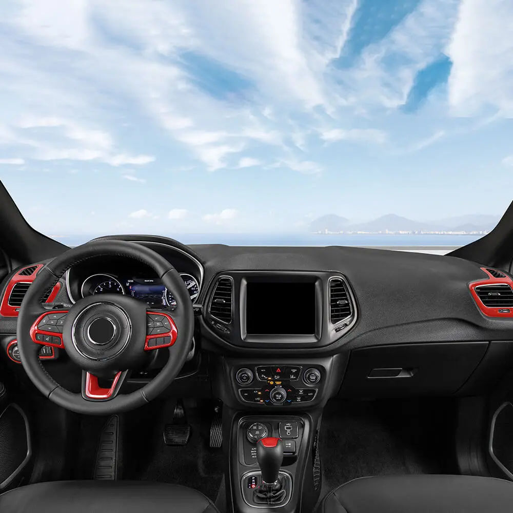 For 2017–2020 Jeep Compass 8 x Interior Dashboard & Center Console Accent Trim Kit – Full Dash Cover Set - Image 5