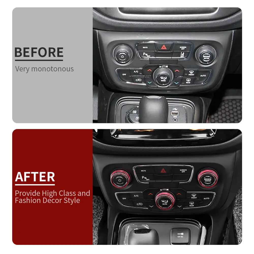 For 2017-2020 Jeep Compass Air Condition Knob Cover Ring Trim - Image 2