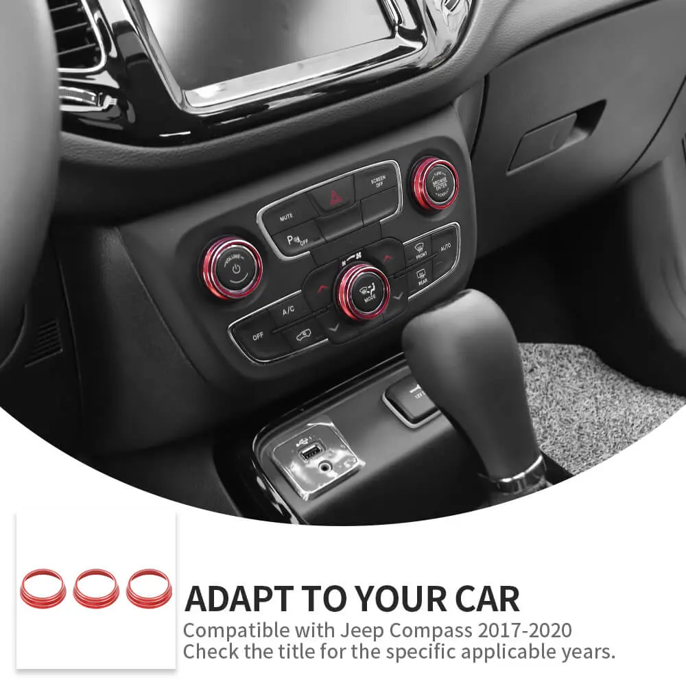 For 2017-2020 Jeep Compass Air Condition Knob Cover Ring Trim - Image 6