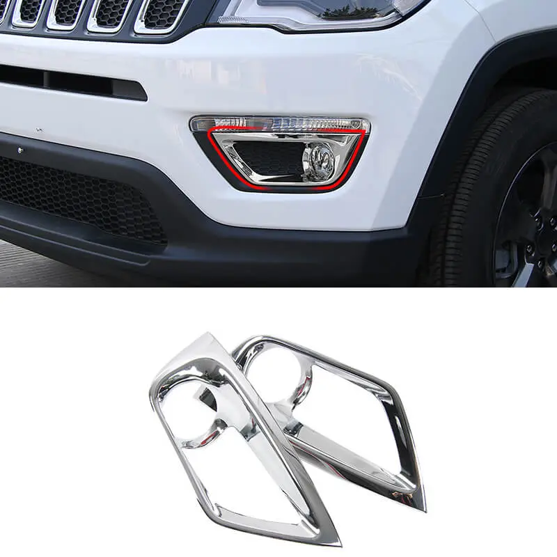 For 2017-2020 Jeep Compass Chrome Front Fog Light Lamp Cover Trim (2 pcs) - Image 10