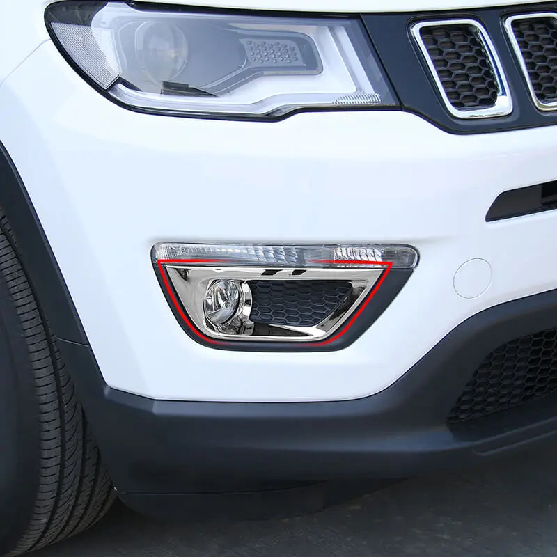 For 2017-2020 Jeep Compass Chrome Front Fog Light Lamp Cover Trim (2 pcs) - Image 5