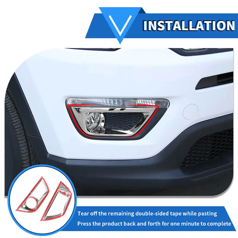 For 2017-2020 Jeep Compass Chrome Front Fog Light Lamp Cover Trim (2 pcs) - Image 6