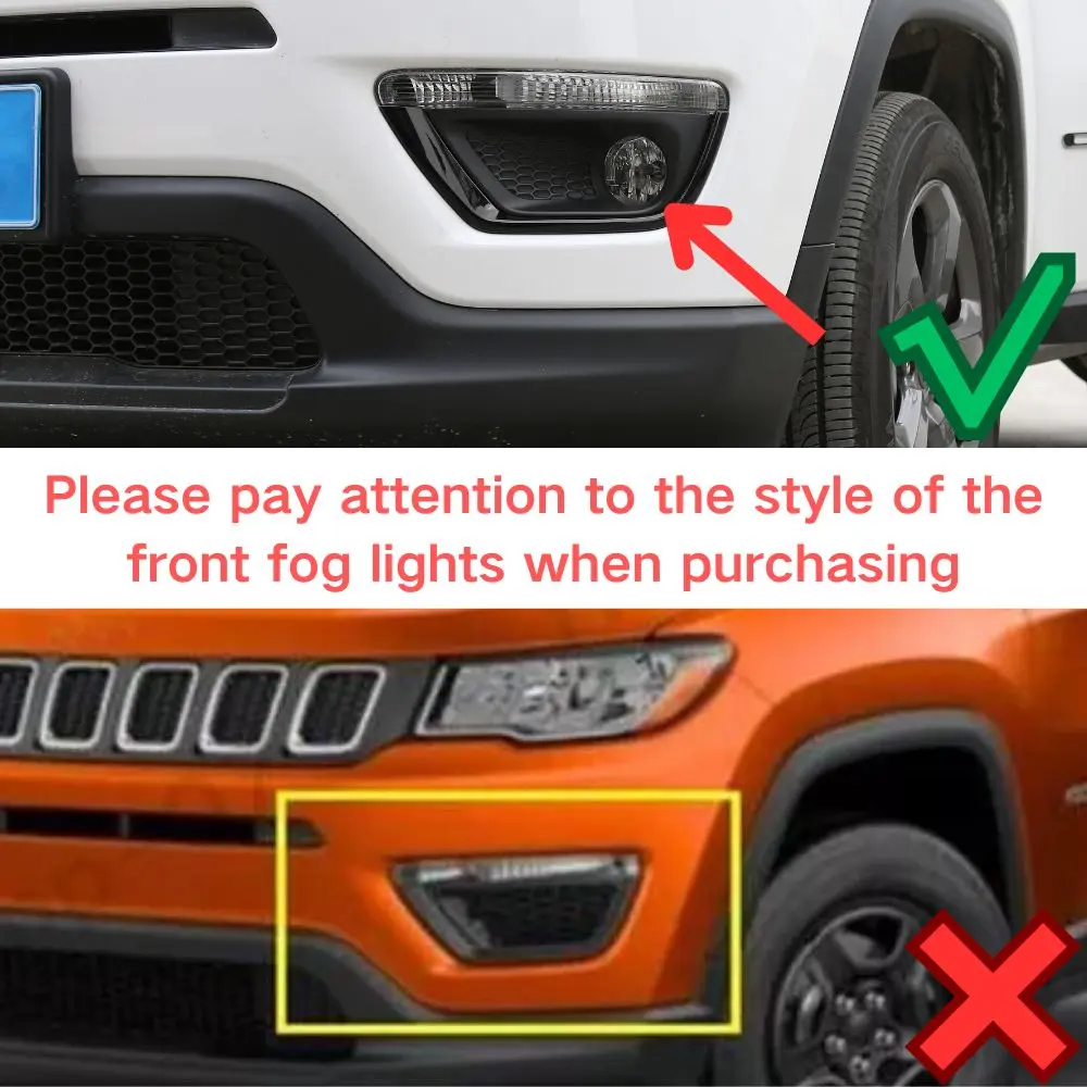 For 2017–2020 Jeep Compass Front Fog Light Lamp Strip Decor Trim – Exterior Accent - Image 2