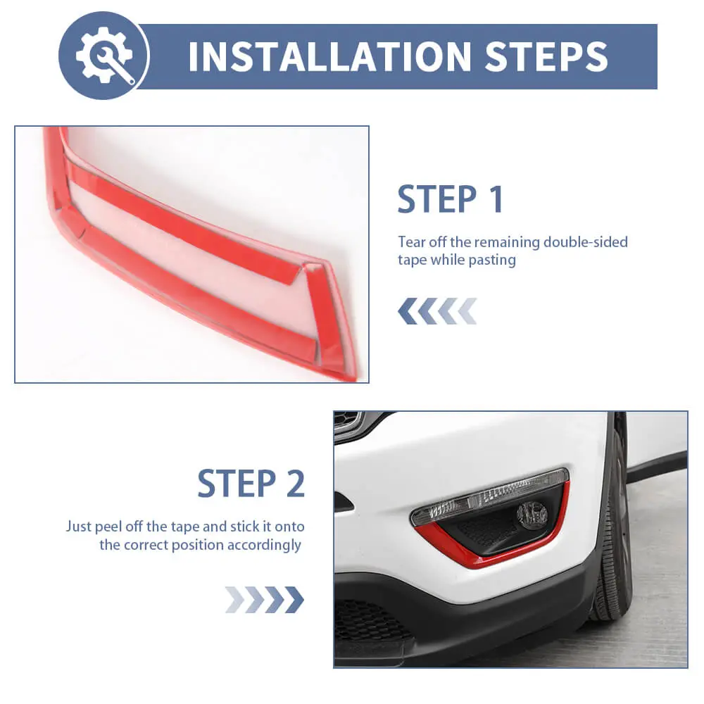 For 2017–2020 Jeep Compass Front Fog Light Lamp Strip Decor Trim – Exterior Accent - Image 6