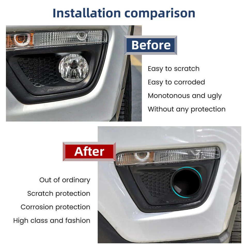 For 2017-2020 Jeep Compass 1 Set Front Fog Light Lamp Cover Trim Decor Smoked Black - Image 2