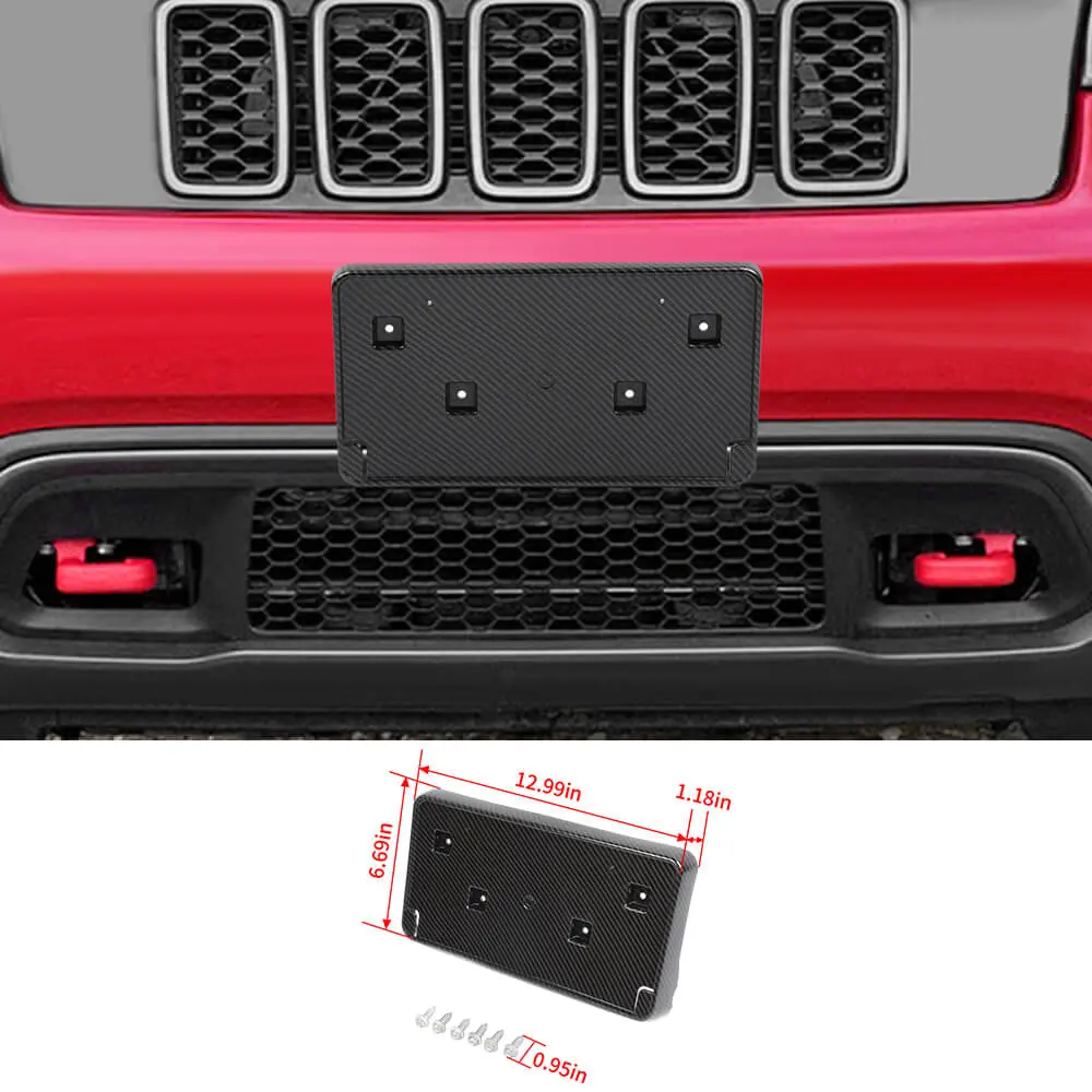For 2017-2023 Jeep Grand Cherokee Front License Plate Mounting Bracket Black - Image 12