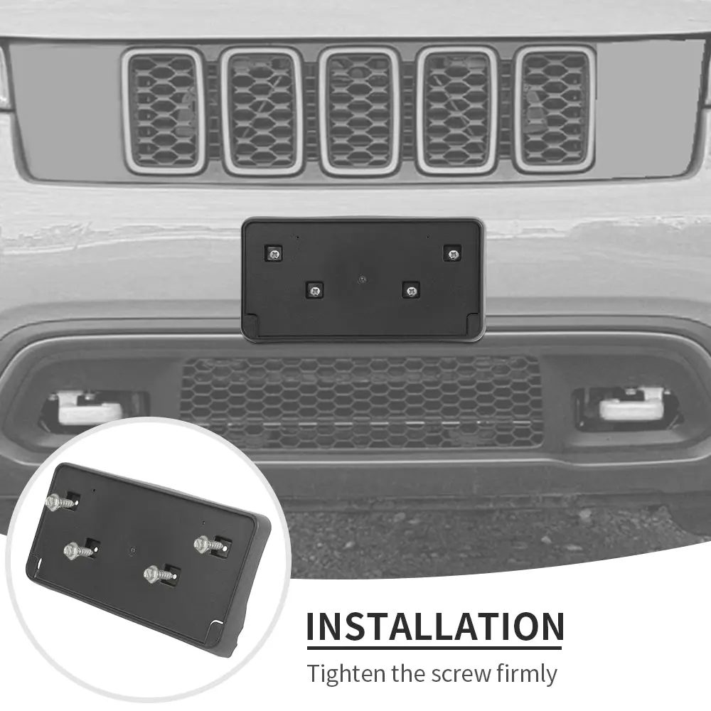 For 2017-2023 Jeep Grand Cherokee Front License Plate Mounting Bracket Black - Image 5