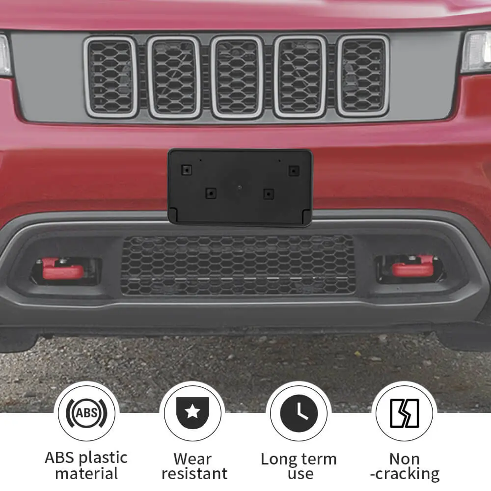 For 2017-2023 Jeep Grand Cherokee Front License Plate Mounting Bracket Black - Image 6